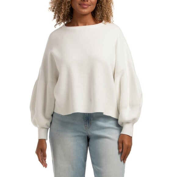 OAT NEW YORK White Bubble Sleeve Sweater - Picture 1 of 2